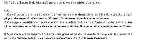 arbitraire synonyme.